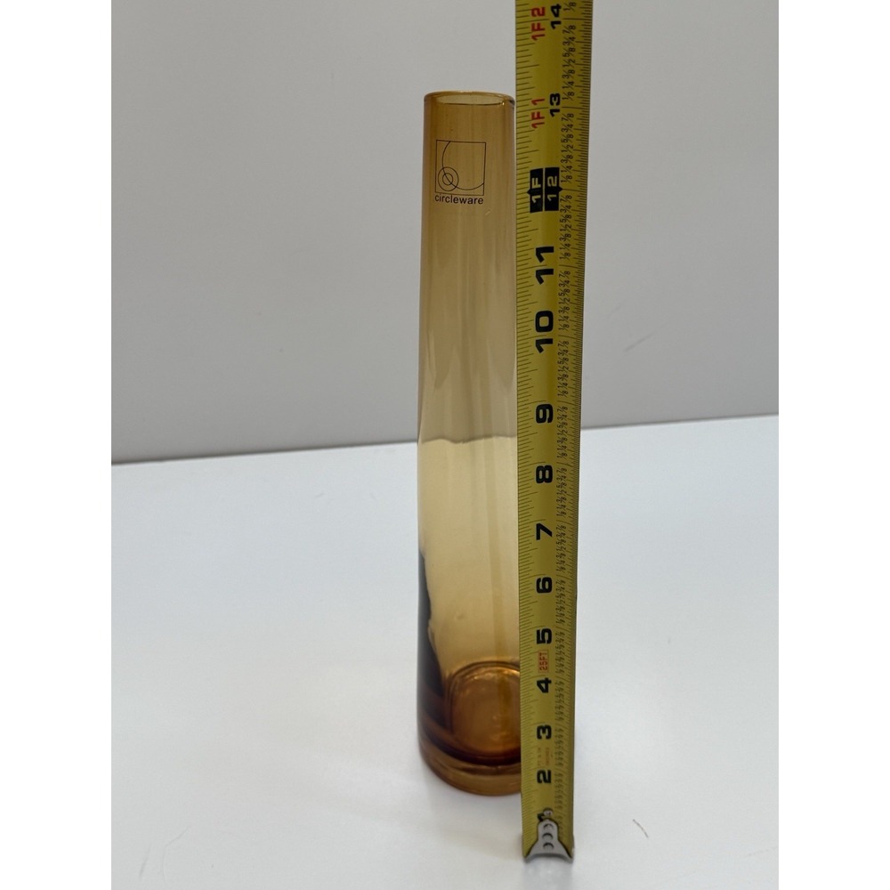 VTG Tall smoky amber midcentury bent glass art glass vase  MCM